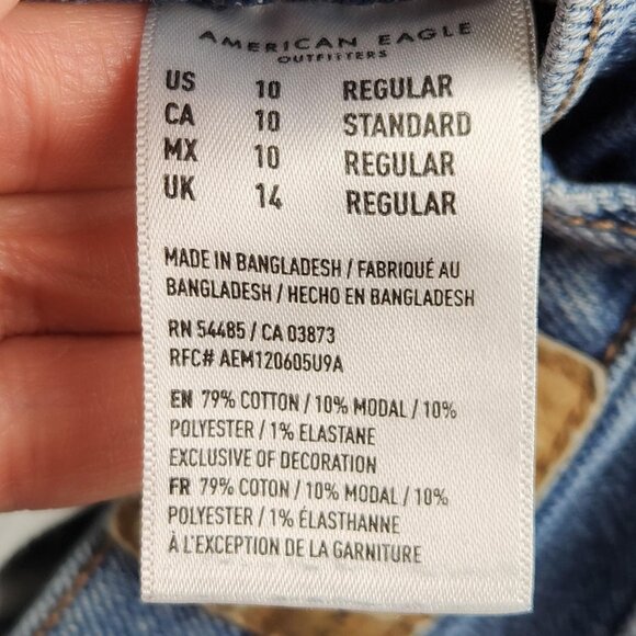 American Eagle Jeans Womens 10 Blue Mom Jean Button Fly Stretch High Rise Denim - Picture 12 of 13